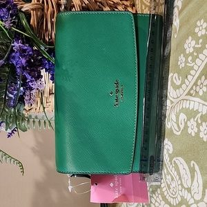 Kate spade leather wallet green cross body